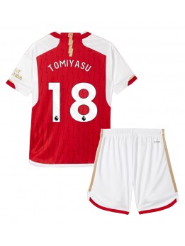 Billige Arsenal Takehiro Tomiyasu #18 Hjemmedraktsett Barn 2023-24 Kortermet (+ Korte bukser)